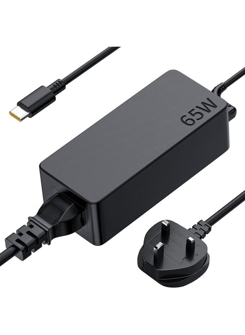 شاحن كمبيوتر محمول USB-C بقوة 65 واط | شحن سريع | من النوع C | قابس بريطاني | متوافق مع أجهزة Lenovo وHP وDell وMacBook وChromebook - Image 1